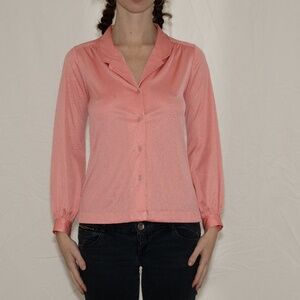 Vintage 80s peach button up blouse size medium mantessa